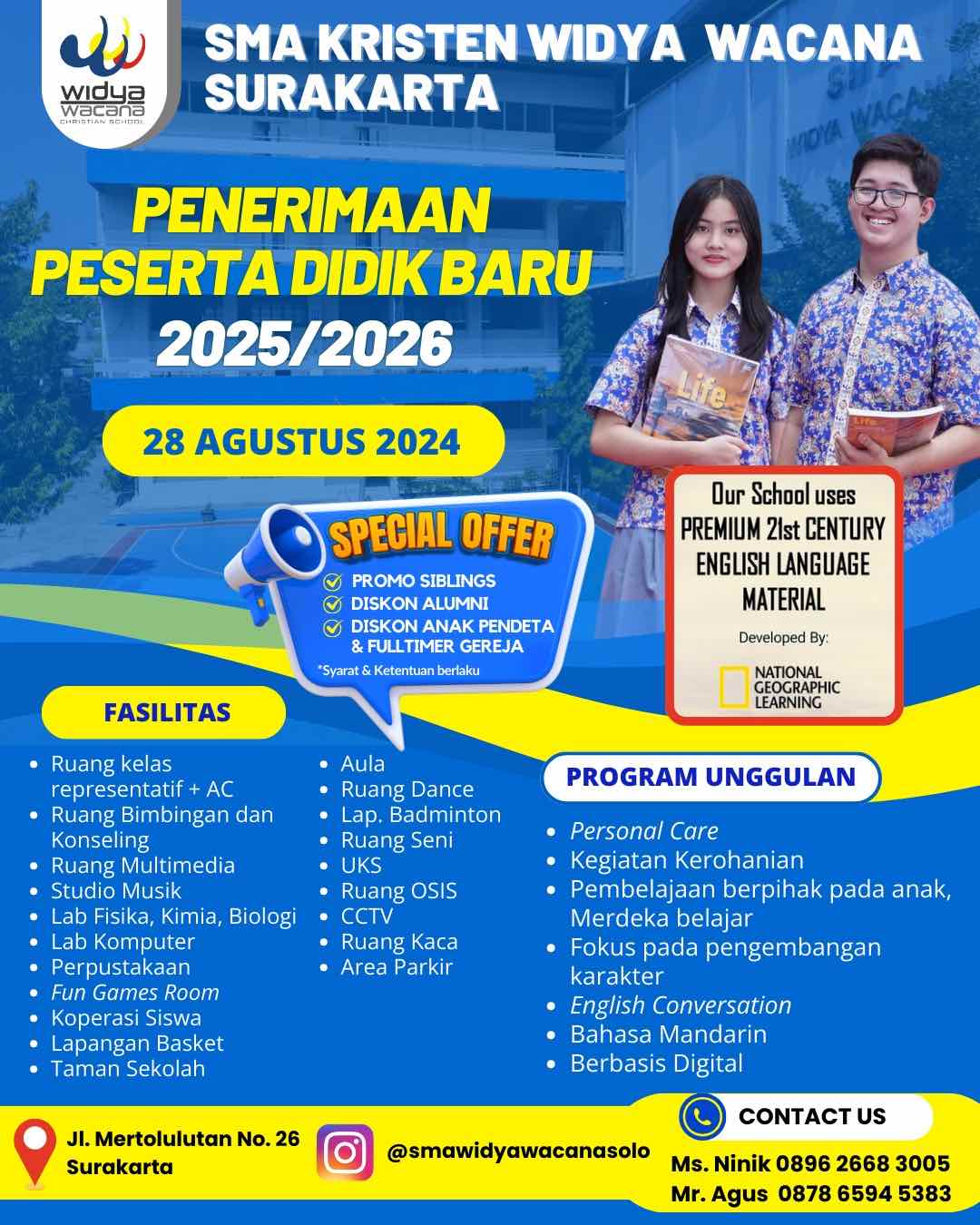 berita, Penerimaan Peserta Didik Baru Tahun Ajaran 2025/2026, sma widya wacana, widya wacana, ysk,  yayasan sekolah kristen, yayasan, surakarta, sma